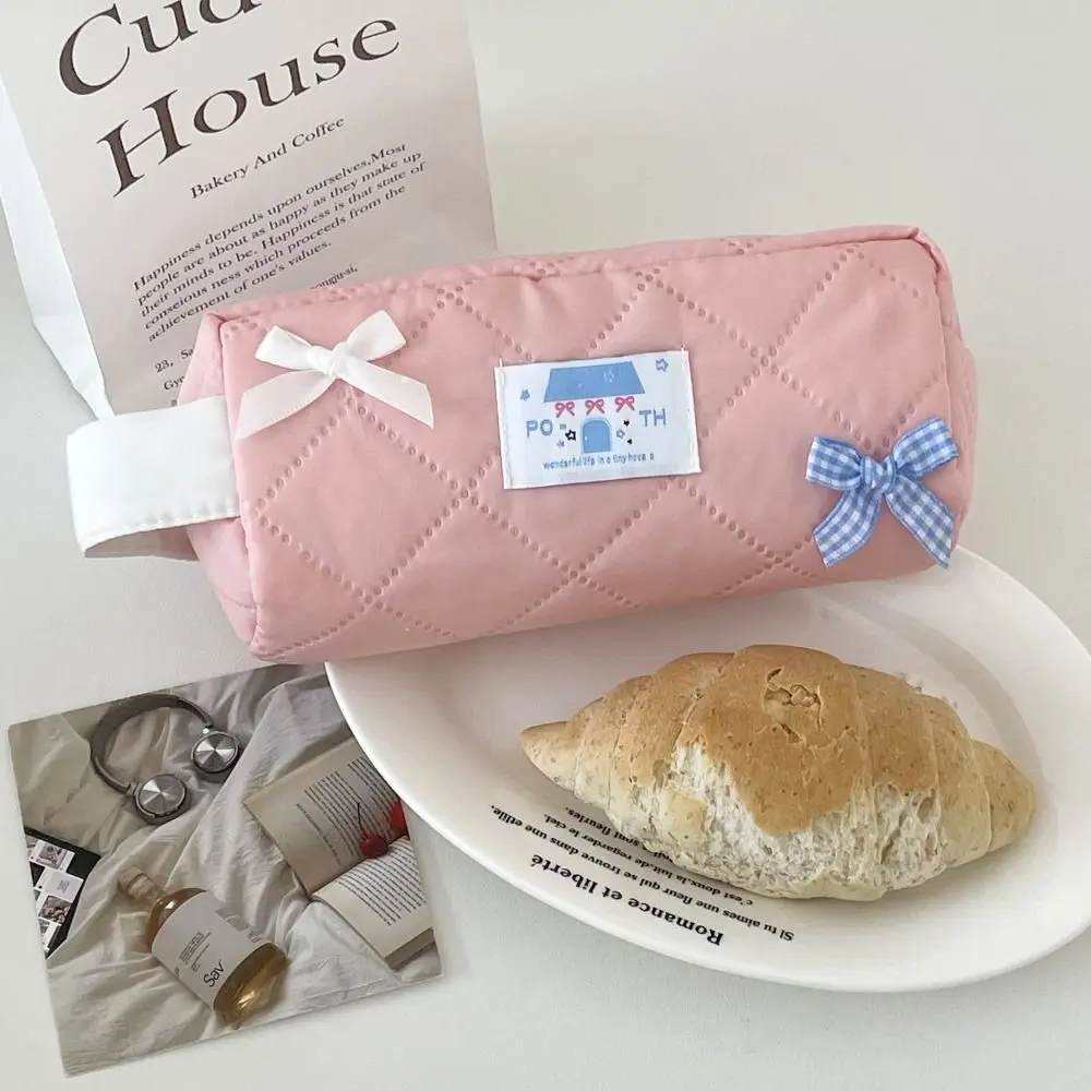 

Creative Large Capacity Pen Bag Blue Bow Portable Stationery Bag Storage Bag Student