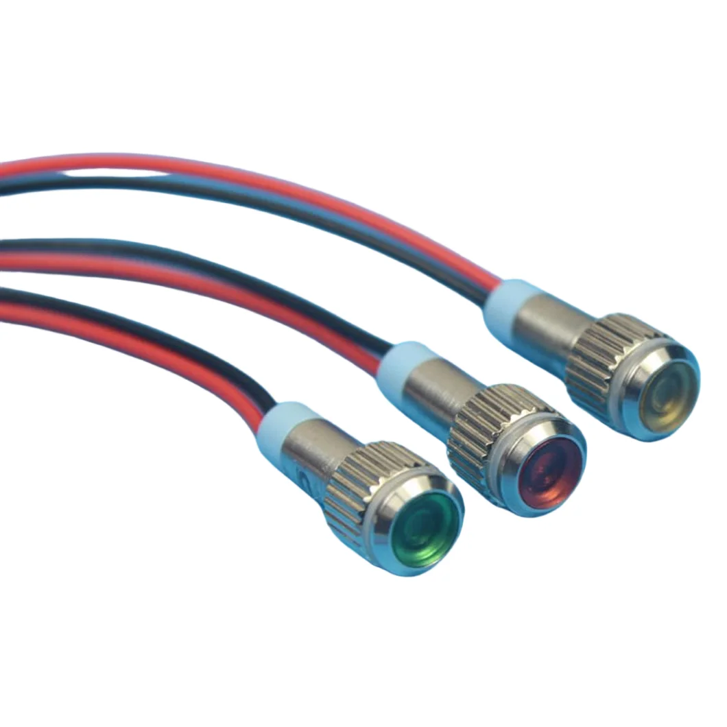 20PCS/Lot IB8B 8MM LED Signal Pilot Light AC/DC 3-6V/12-24V/110V/220V Mini Waterproof Metal Indicator light with 2Pin Terminal