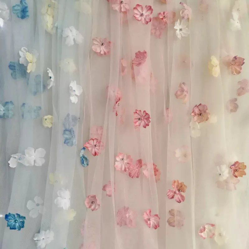 

Floral Embroidered Tulle Fabric for DIY Sewing Evening Dress Garment Accessories Clothing Fashion Material Cloth By The Yard