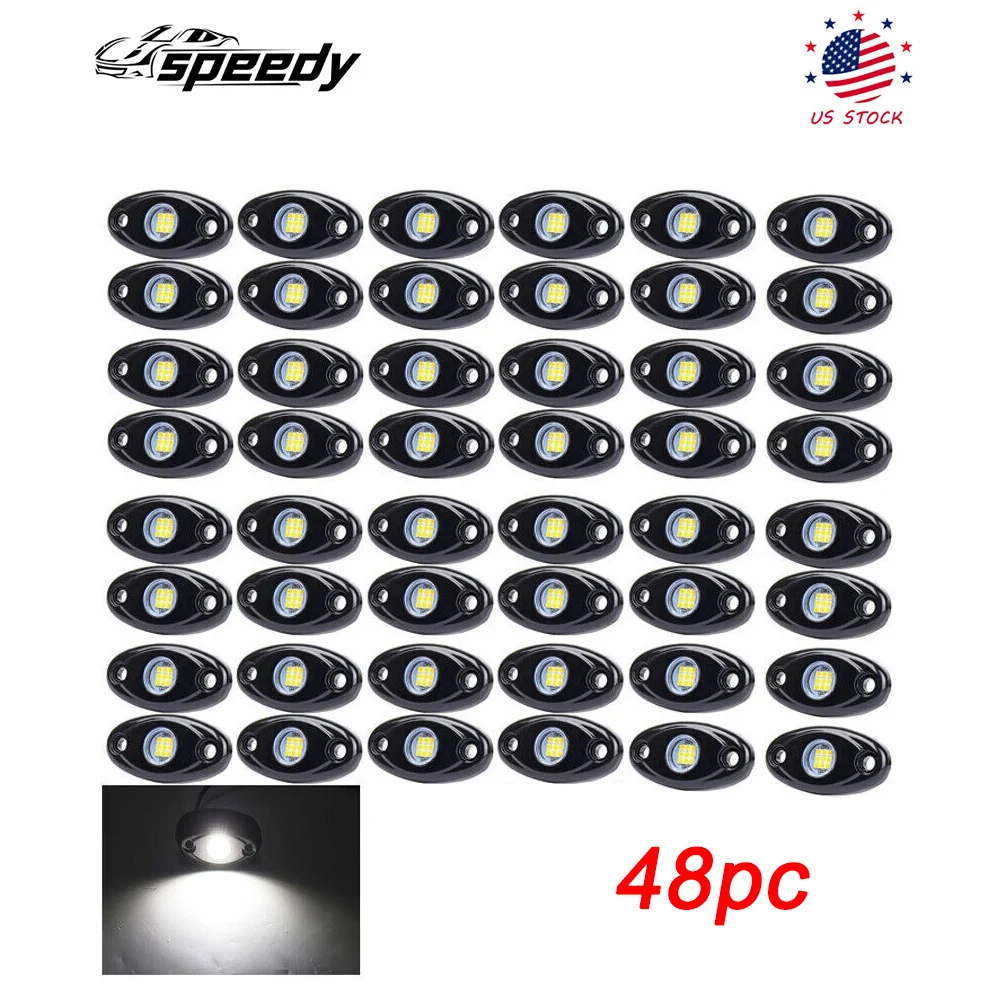 

48 шт. белые светодиодные рок-светильники для днища Trail Rig Glow Lamp Offroad SUV Pickup Truck