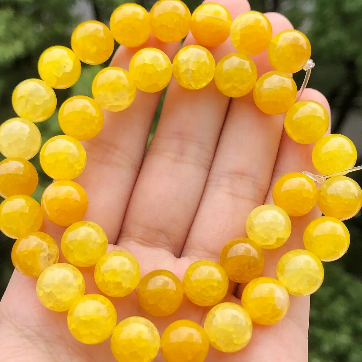 6/8/10mm Natural Yellow Snow Cracked Agate Stone Beads Round Popcorn Loose Spacer Bead For Jewelry Making Bracelet Necklace