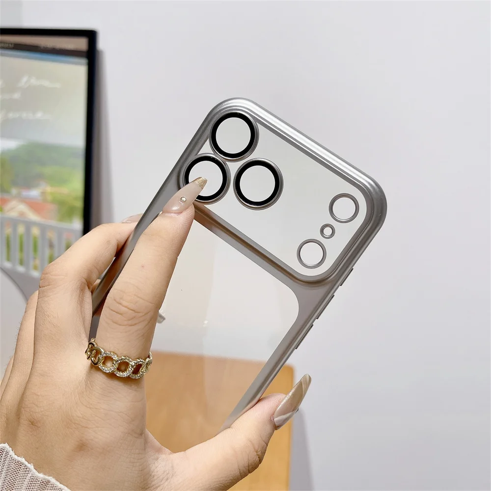 حافظة هاتف ناعمة شفافة مطلية بالكهرباء لهاتف iPhone 17 Pro Max مقاومة للصدمات مع حماية كاملة لعدسة الكاميرا