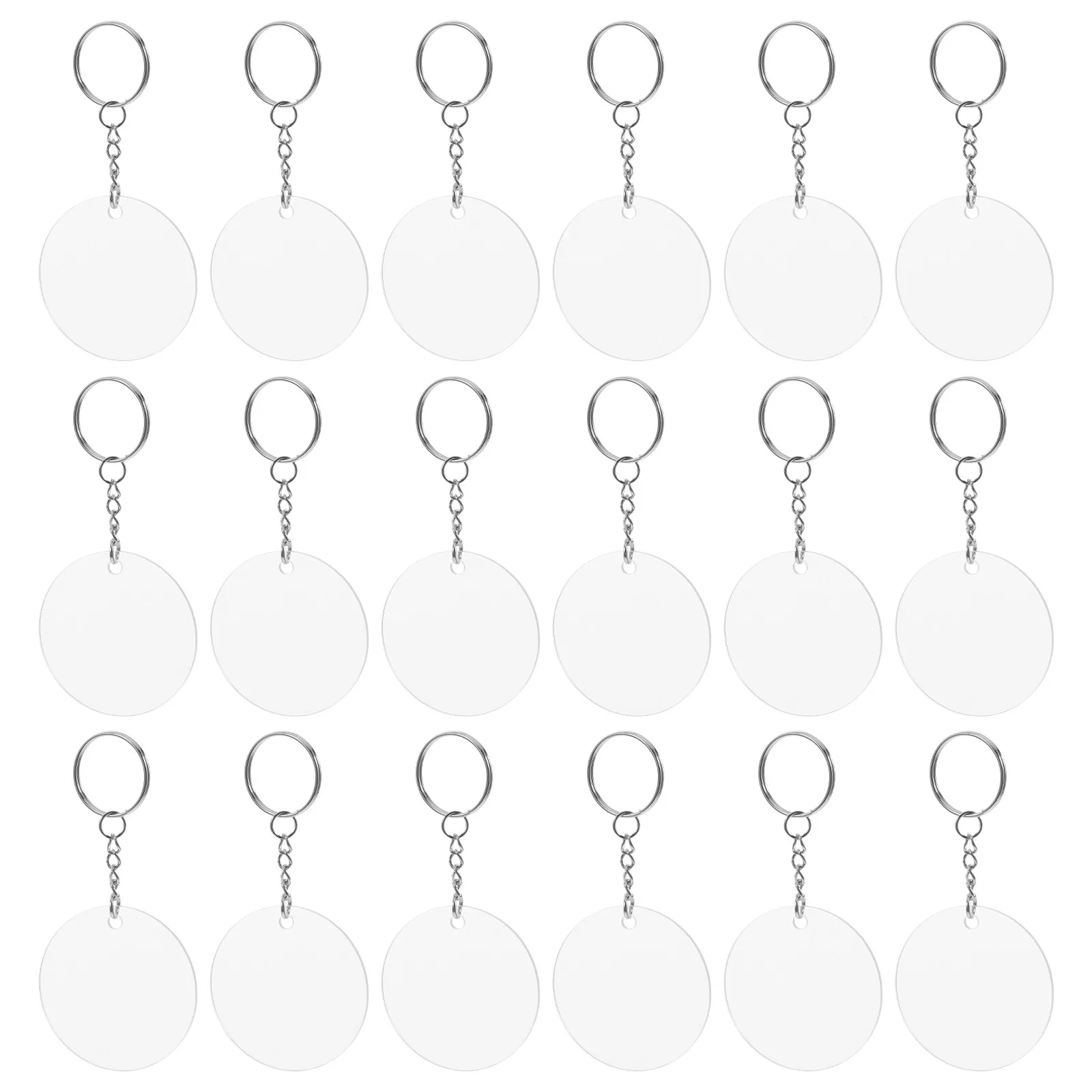 30Sets Acrylic Keychain Blanks DIY Kit Transparent Circle Keychain Blanks Easy to Paint Carve Customize Multi Function Key