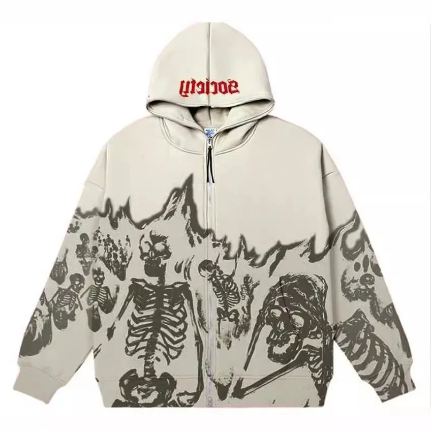 

Y2K Millennium Style Crew Neck Skeleton Sweater Couple Model 2024 Autumn and Winter New Long-sleeved Skull Head Coat