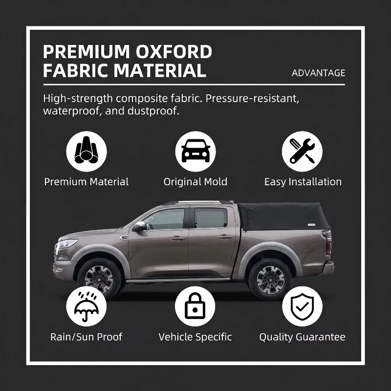 Pickup Bed Cover, Waterproof Oxford Fabric, Soft Tonneau Cover, Foldable Mesh Canopy, For GWM Cannon Poer Truck Topper