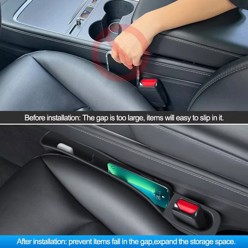 2PCS Seat Gap Storage Box for Tesla Model Y 3 Car Seam Strip Filler Interior Decor Organizer For Model Y New Model 3  2024