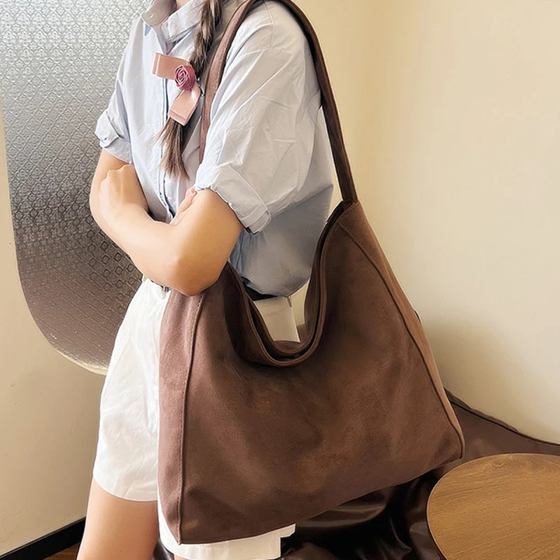 

Trendy Suede Crescent Shoulder Bag Women Tote Bag Satchels Crossbody Purse Top-handle Travel College Work Tote Handbag