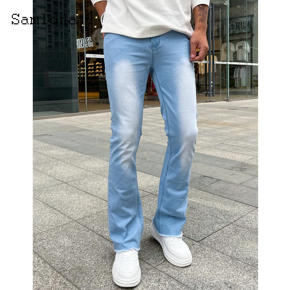 Sexy Patchwork Denim Pants Plus size Mens Casual Flare Jeans Pantalon 2024 America and Europe style Fashion Demin Trouser New