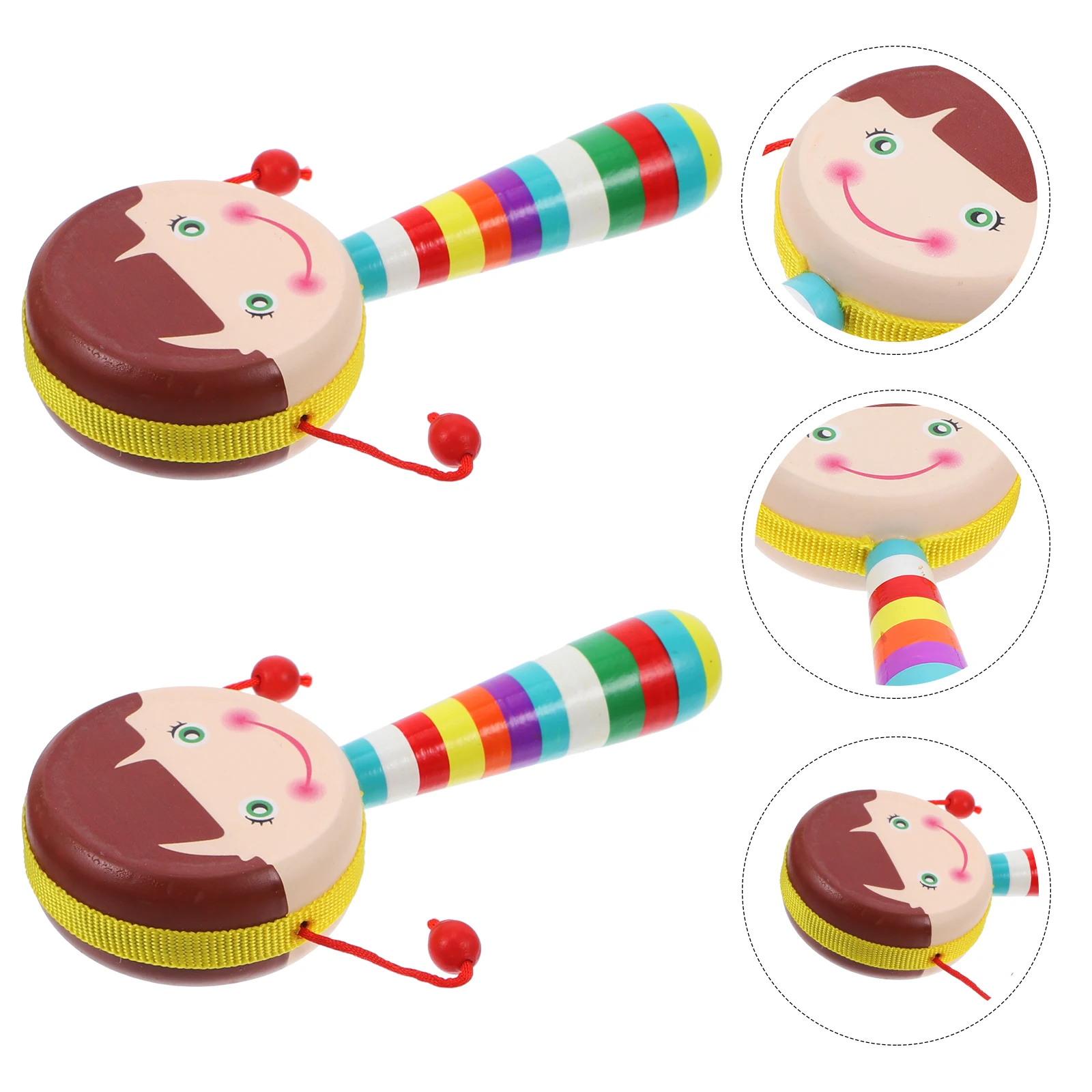 2-delige houten trommel voor baby-baby muzikaal speelgoed cartoon rammelaars baby's