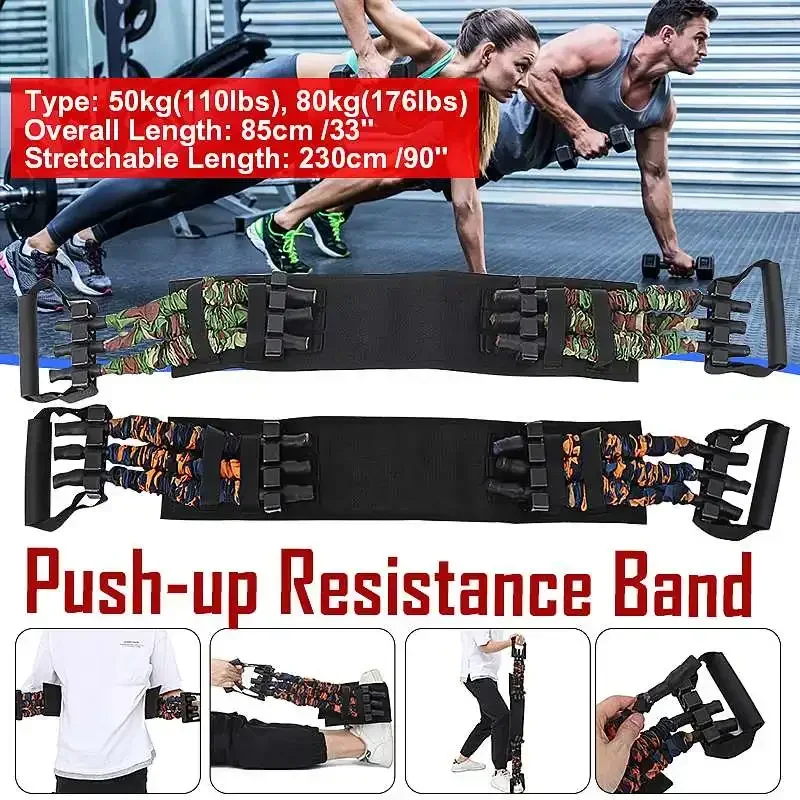 Resistance Bands Bench Press Removable Chest Muscle Builder Arm Expander Home Workouts Gym Fitness Training Equipment