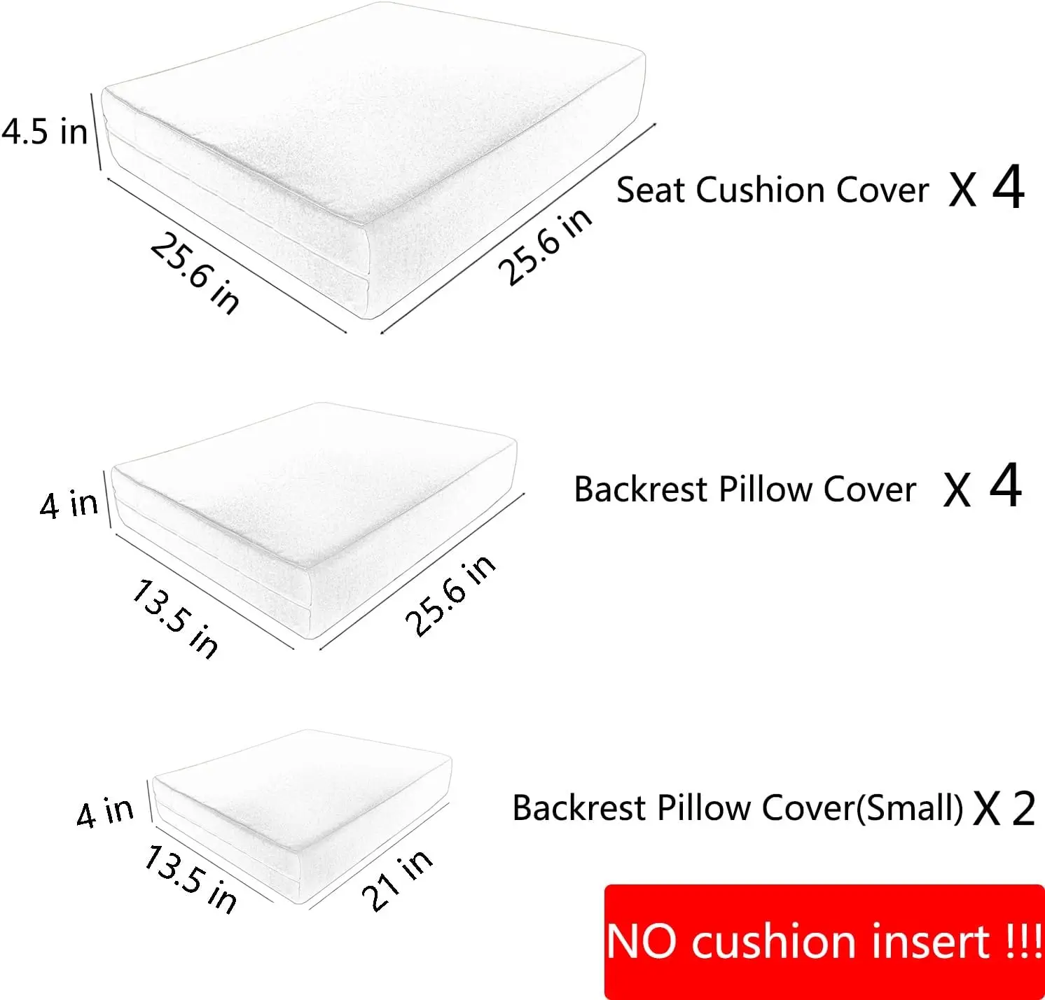 Patio Cushion Covers for 5 Pcs Outdoor Sectional Rattan Sofa Set, 10 Pieces Patio Furniture Cushion Covers