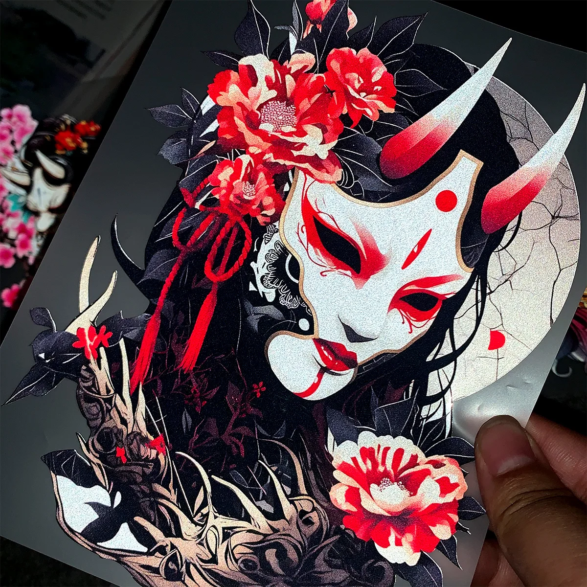JDM Geisha Reflective Decals Fit Kawasaki Yamaha Zontes Voge Motorbike Helmet Windshield Exterior Styling Stickers