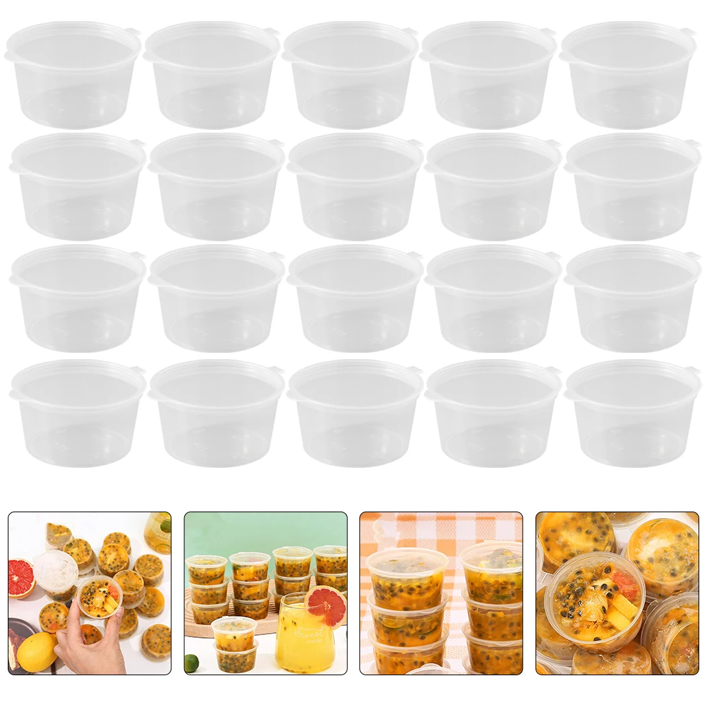 100pcs 50/100ml Disposable Plastic Takeaway Sauce Cup Condiment Container Food Packing Box Pigment Paint Box With Lids