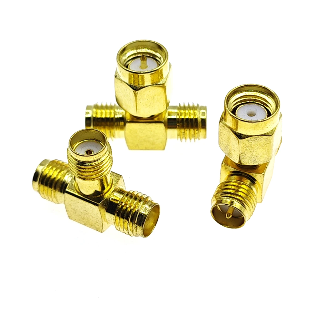 2pcs/lot SMA Splitter Connector SMA/RP-SMA Male to Dual SMA/RP-SMA Female Triple Tee Adapter SMA Connector 3 Way