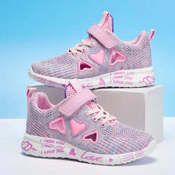 2024 summer New Sneakers for Kids girls Pink lovely 6 to 8 years old Non-slip Sports Shoes 10 To 14 Fashion Casual School Shoes