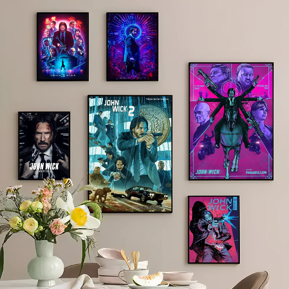 Keanu Reeves Vintage Posters Sticky Vintage Room Home Bar Cafe Decor, película de John Wick Chapter 4 Series, decoración de habitación Kawaii, nueva película
