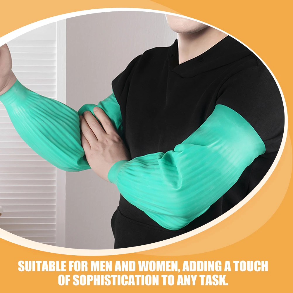 

Rubber Arm Protection Sleeves Oversleeve 43cm Green Waterproof Oil Resistant Unisex Housework Cleaning Kitchen Gardening