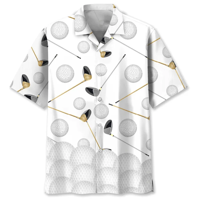 Camisa hawaiana con estampado 3d de Golf para hombre, Blusa de manga corta con botones y solapa, ropa de calle fresca, Verano