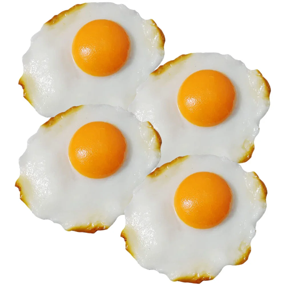 

4 Pcs Griddle Pan Small Fried Model Egg Decorative Pretend Desktop Fake Simulated Child