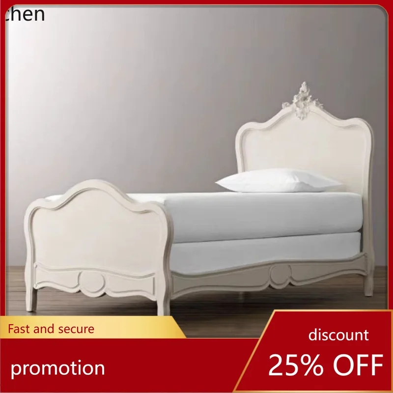 

HXL Single Solid Wood Vintage Carved Bed Simple Home Decoration Accessories