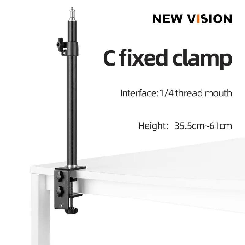 Desktop, adjustable aluminum stand with 1/4 screw light stand for light camera flash