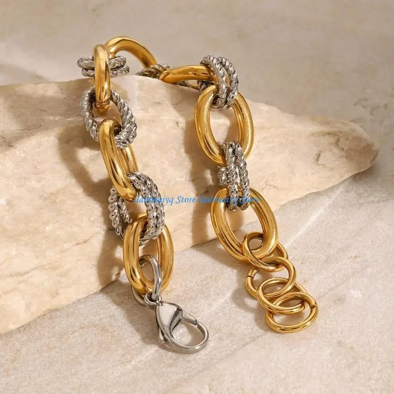 

573B Minimalists 18K Gold Plated Chain Bracelet Stackable Dainty Wedding Jewelry