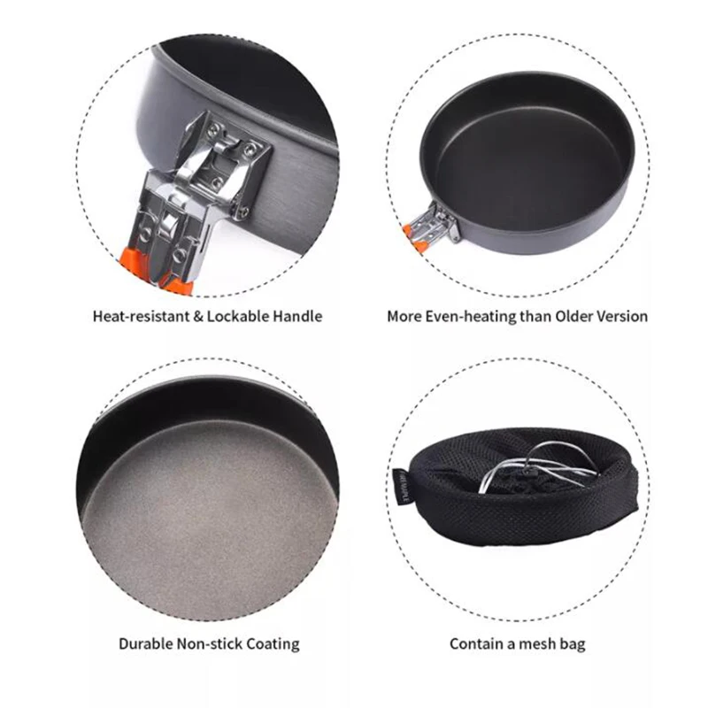 Fire Maple Compact Non-stick Frying Pan 0.9L Portable Cookware with Steak Cooking Feature for Outdoor Hiking Camping Picnic