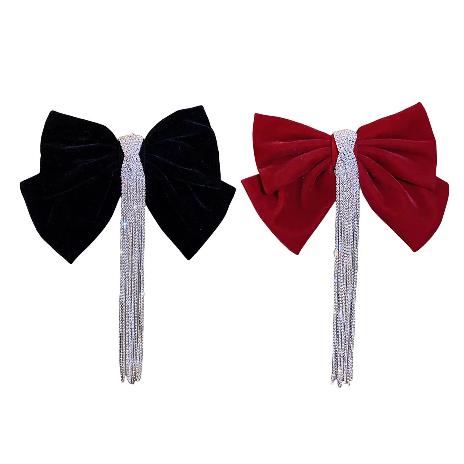 

Bowknot Fringe Hair Clip Headgear Shiny Big Bows Spring Clip for New Year