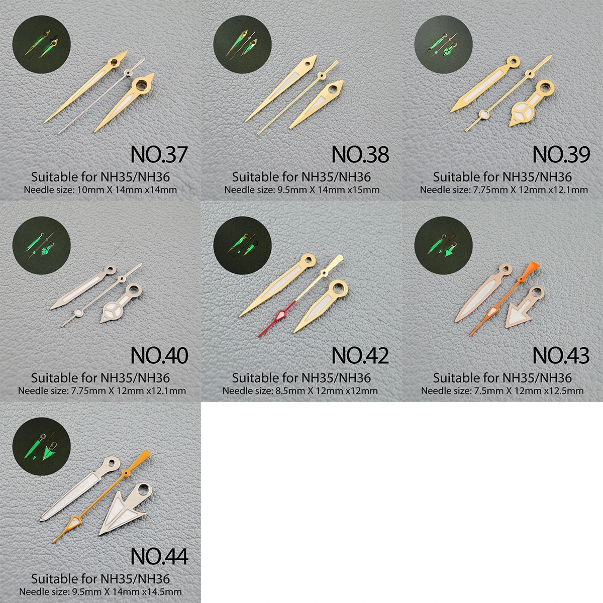 Watch Accessories Watch Hands NH35 Hands Green Luminous Suitable For NH35, NH36 Movement Pointer NO.1-NO.44