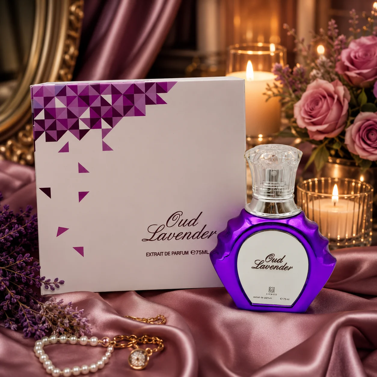 

Calming Lavender Oud Fragrance Unisex Perfume Shiny Purple Bottle Complete Geometric Pattern Gift Box Ideal Birthday Valentine Holiday Present For Men Women