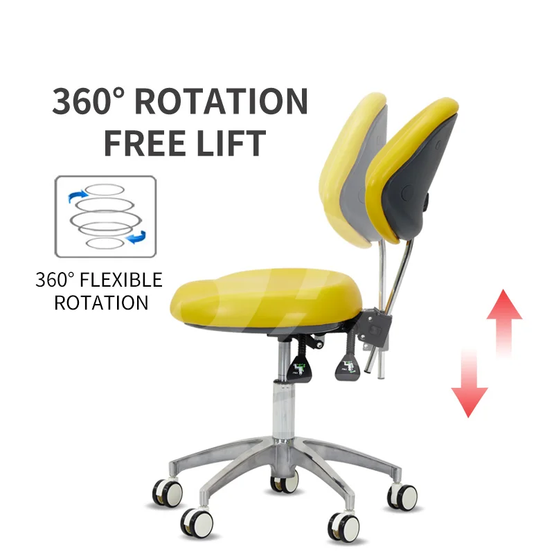 Salon Commercial Furniture PU Chrome Steel Frame Rotary Adjustable Hospital Doctor Chair Stool with Backrest
