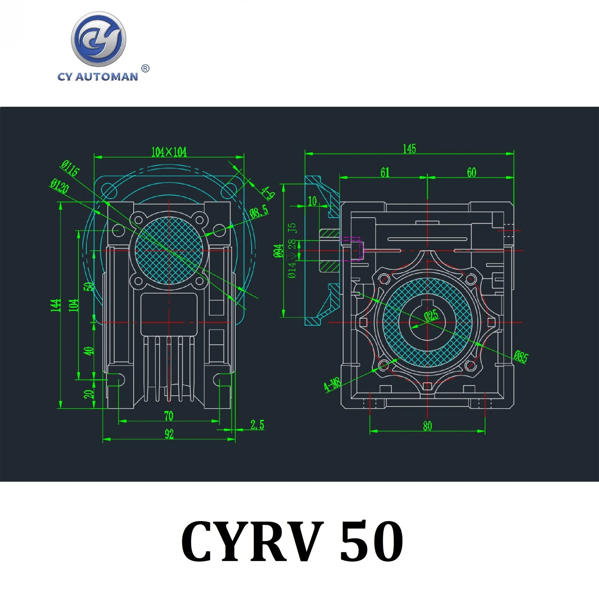 Imagem -06 - Caixa de Engrenagens Sem-fim de Manutenção Gratuita Cyautoman Nmrv 050 Entrada 14 11 19 mm Saída 25 mm Relação 5:1 100:1 Adequado para Flange Quadrado Redondo