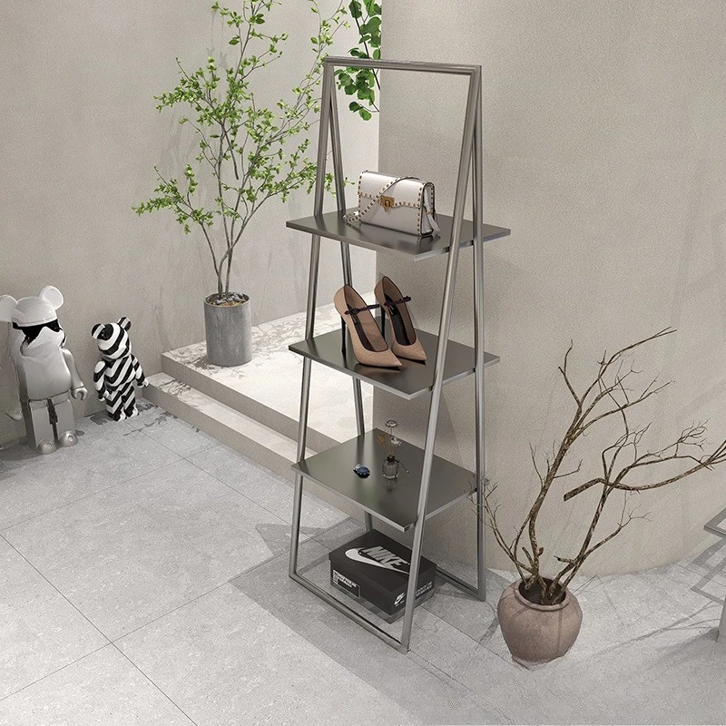 Stainless steel brushed clothing store multi-layer rack floor-to-ceiling