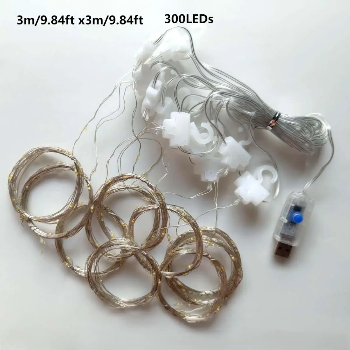 1個のLEDカーテンライト、USB電源、リモコン付き、8つの点滅モード、ホリデーデコレーション、誕生日&結婚式の装飾、クリスマスデコレーションライトに最適