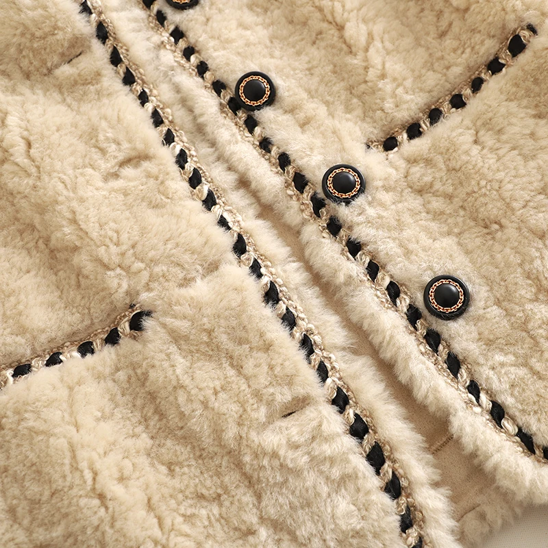 Eco-Friendly Faux Lamb Fur Jaet Women's ort Coat 2024 Autumn Winter New Sle Small Fraance Sle Polyester Fiber