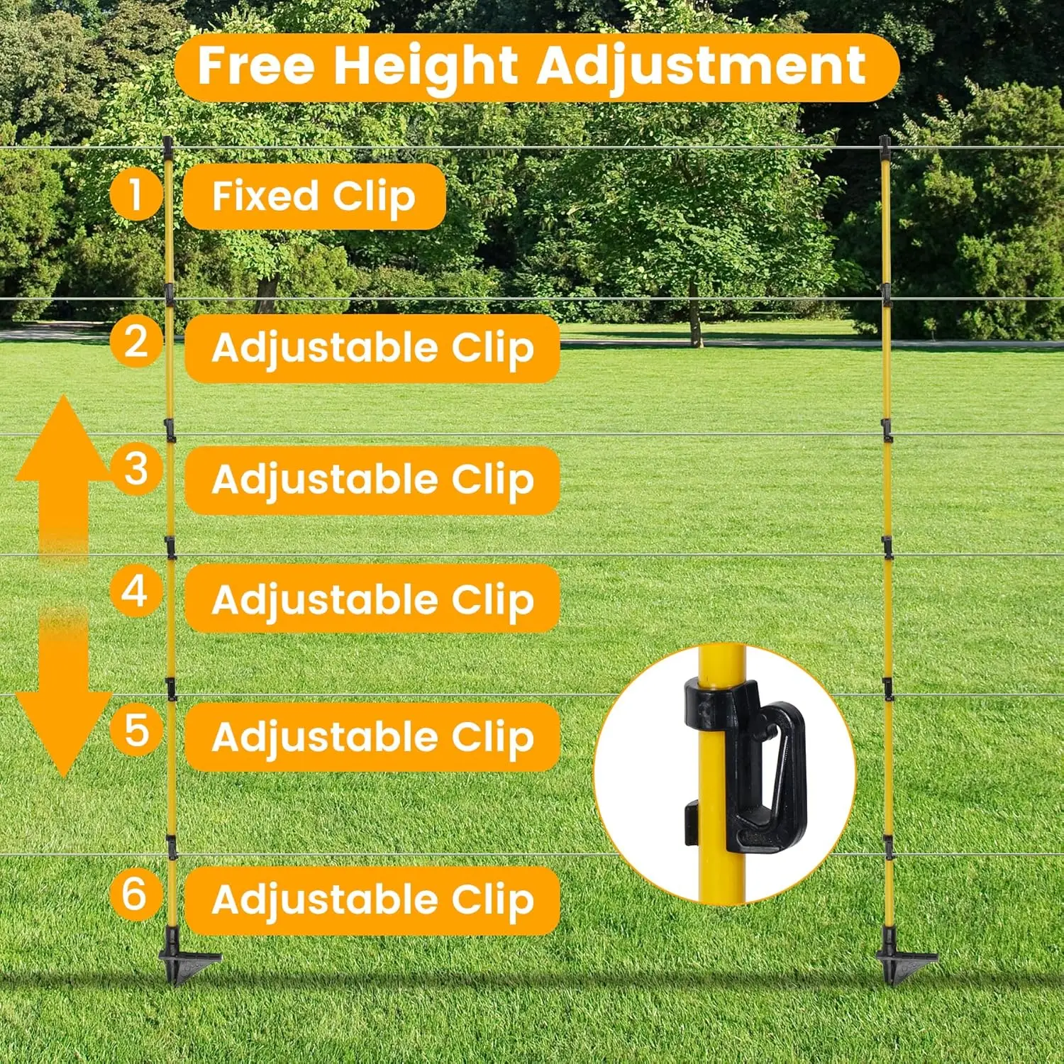 أعمدة سياج من الألياف الزجاجية قابلة للتعديل، 50 قطعة مع مسامير معدنية للاستخدام في الحديقة والحديقة