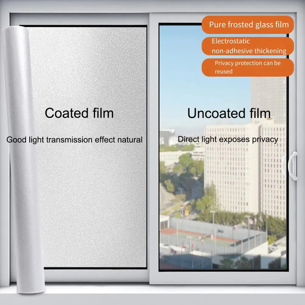 1 Roll 30/45x100CM Frosted Window Film Privacy Protection UV Sun Blocking Glass Office Bathroom Glass Window Door Static Film