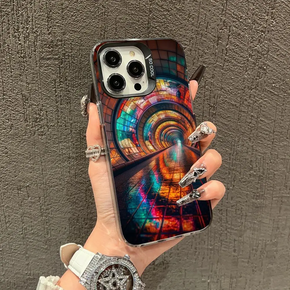 

Colorful car hole case for iPhone 16 15 14 13 12 11 Pro/ Max/Plus shock-proof rear cover anti-fingerprint
