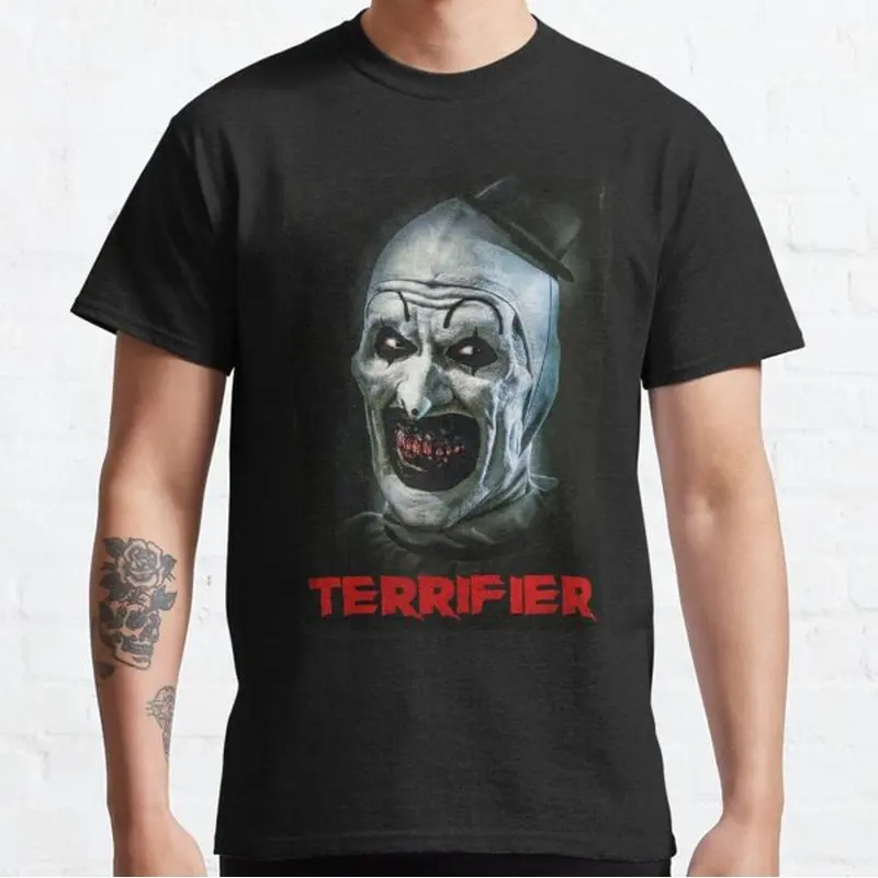 Retro Horror Movie Terrifier Art The Clown Killer Scary Halloween Gift T Shirt Short Sleeve Graphic clothes All size tops S-6XL