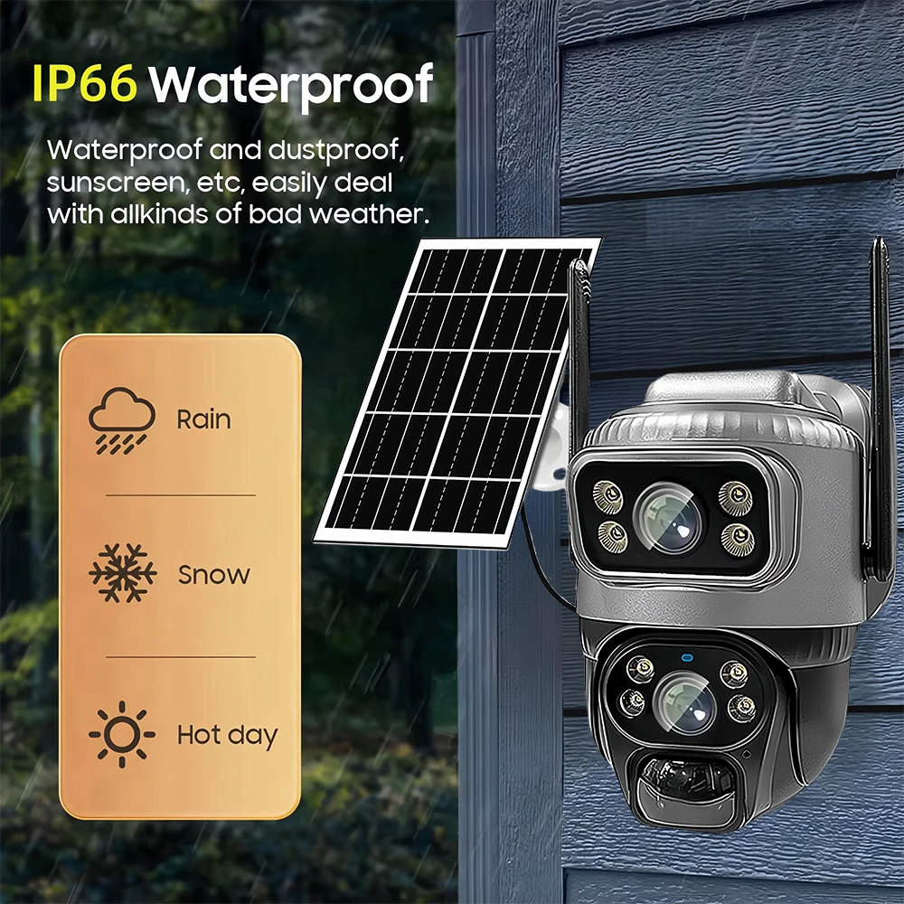 Solar-4G-Kamera für den Außenbereich, kabellos, 8 MP, Dual-Screen-Sicherheitsmonitor 360 ° Vorschau PIR Auto Tracking Smart Home Drahtlose CCTV-Kamera – Detail 13