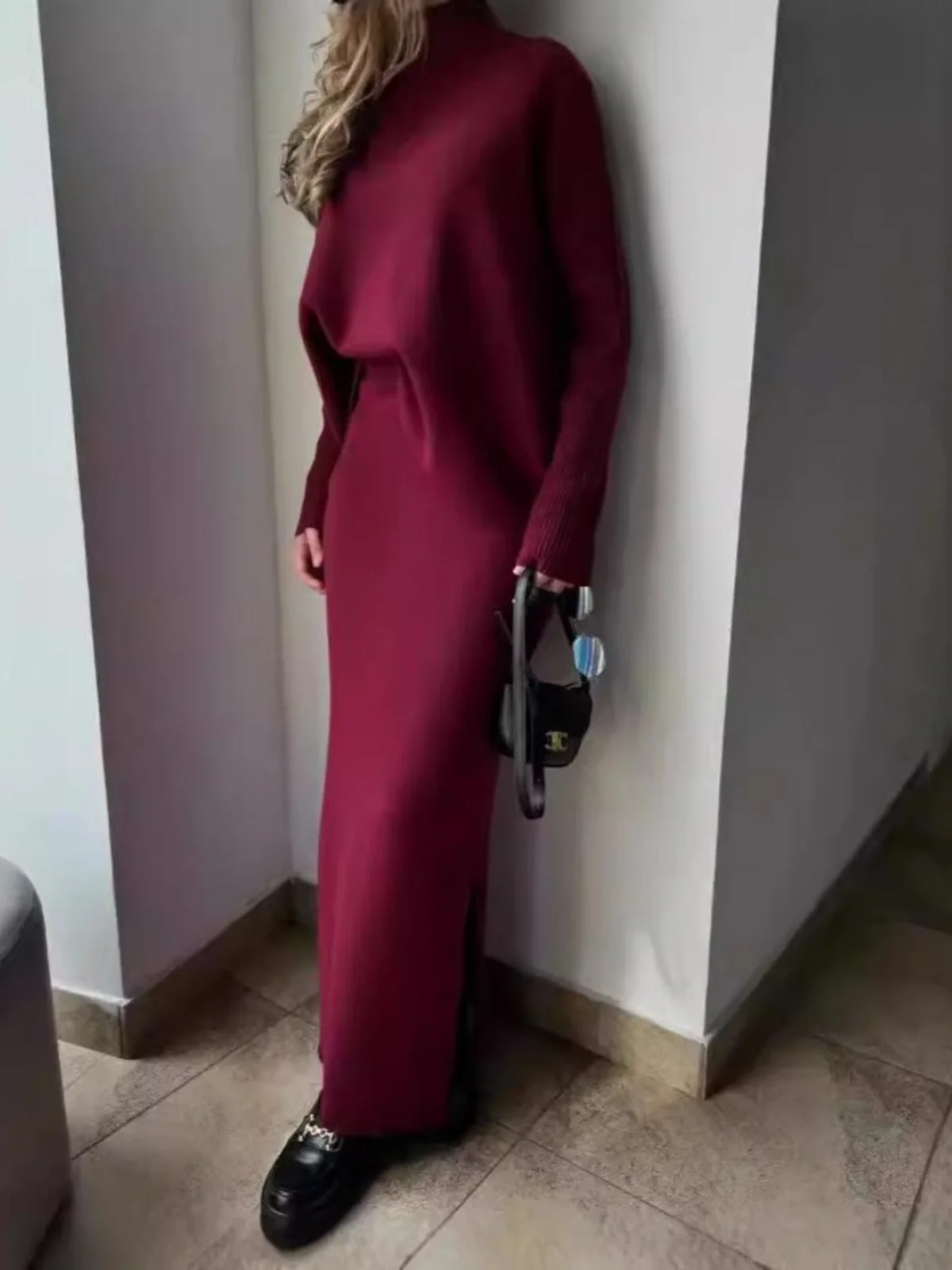 

Элегантный комплект из свитера с длинными рукавами и юбки, осенне-зимний модный комплект из двух предметов, женский комплект, удобный крой, студенческая рабочая одежда