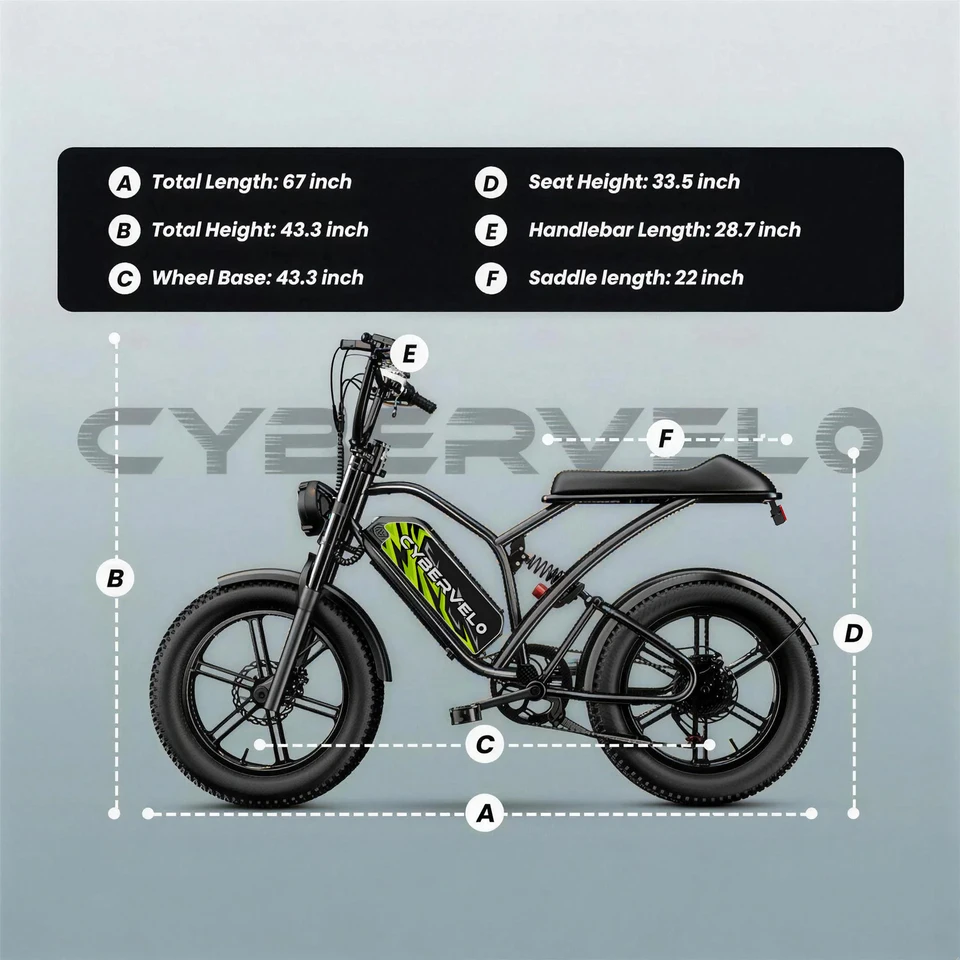 Cybervelo EK11 1000W Fat Tire Electric Dirt Bike 20" All-Terrain E-Bike 30MPH 48V 20AH/30AH Removable Battery image 8