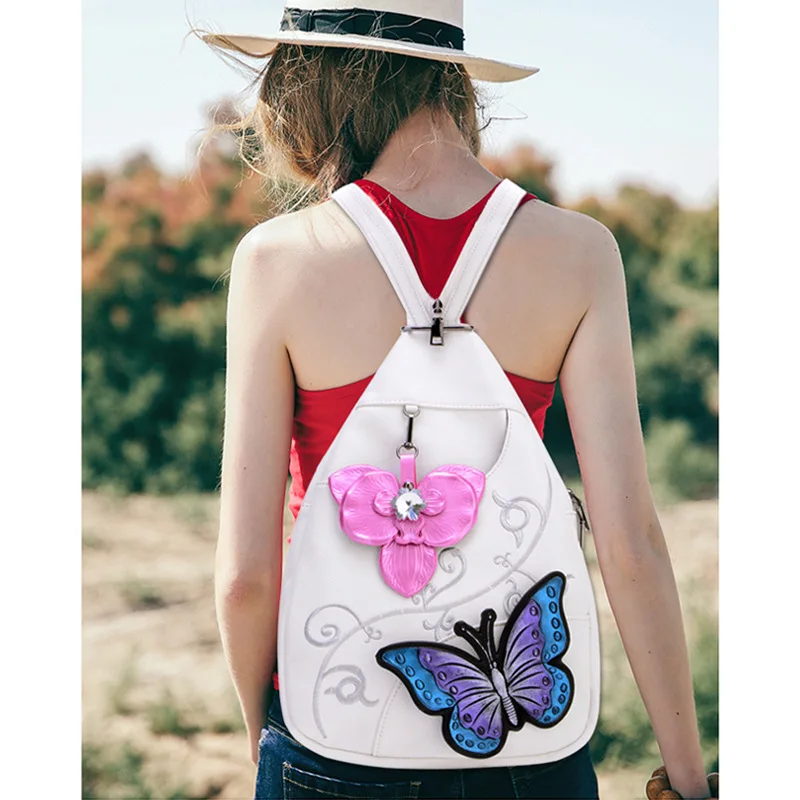 

2024 Women New Anti-theft Chest Bag Embroidery Soft Chest Bag Double Zipper Butterfly Shoulder Bag Fashion backpack Travel Daily