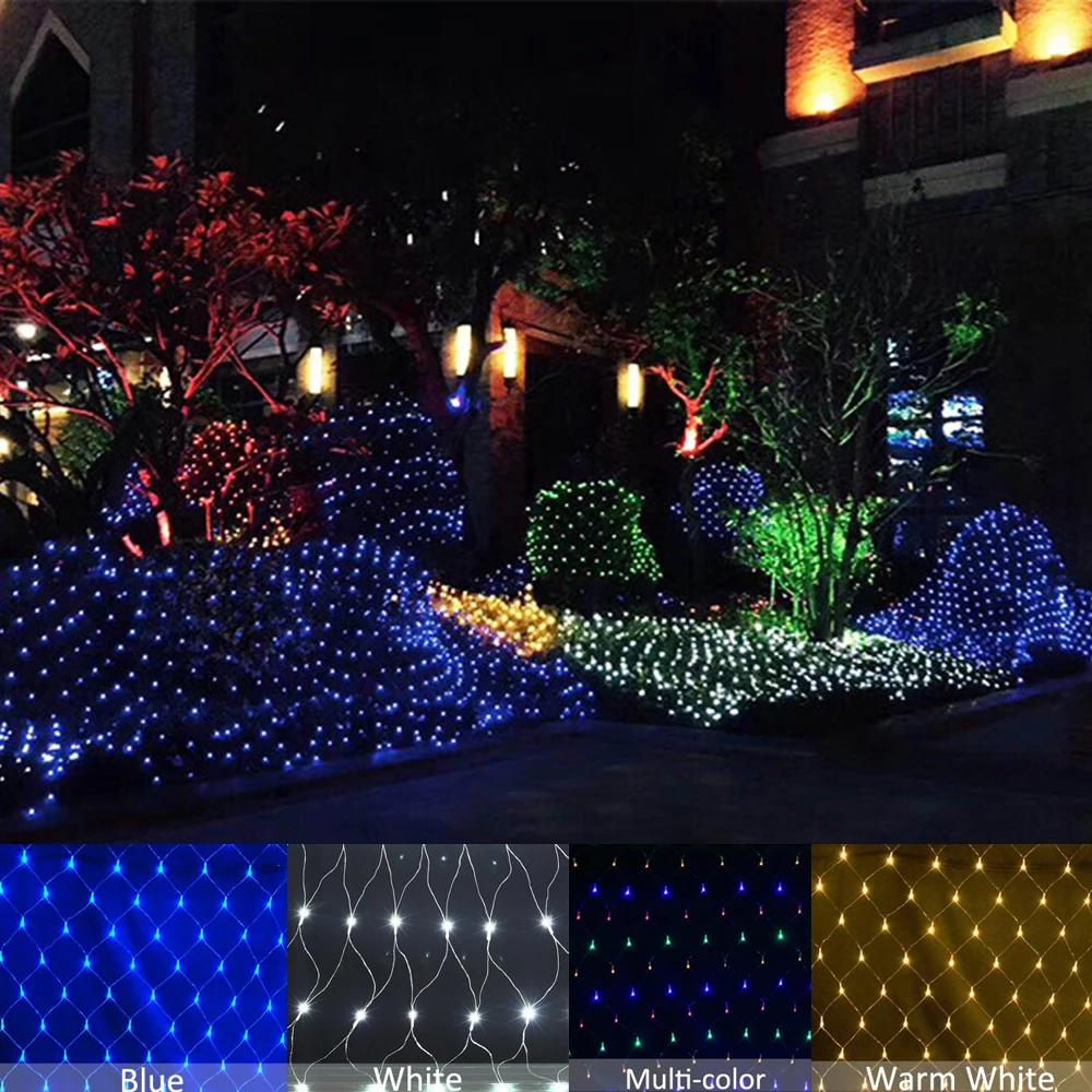 LED Net Mesh Light 110V 220V Curtain String Lights Fairy Lamp Christmas Wedding Party Holiday Outdoor Decor Lighting 3x2M 6x4M