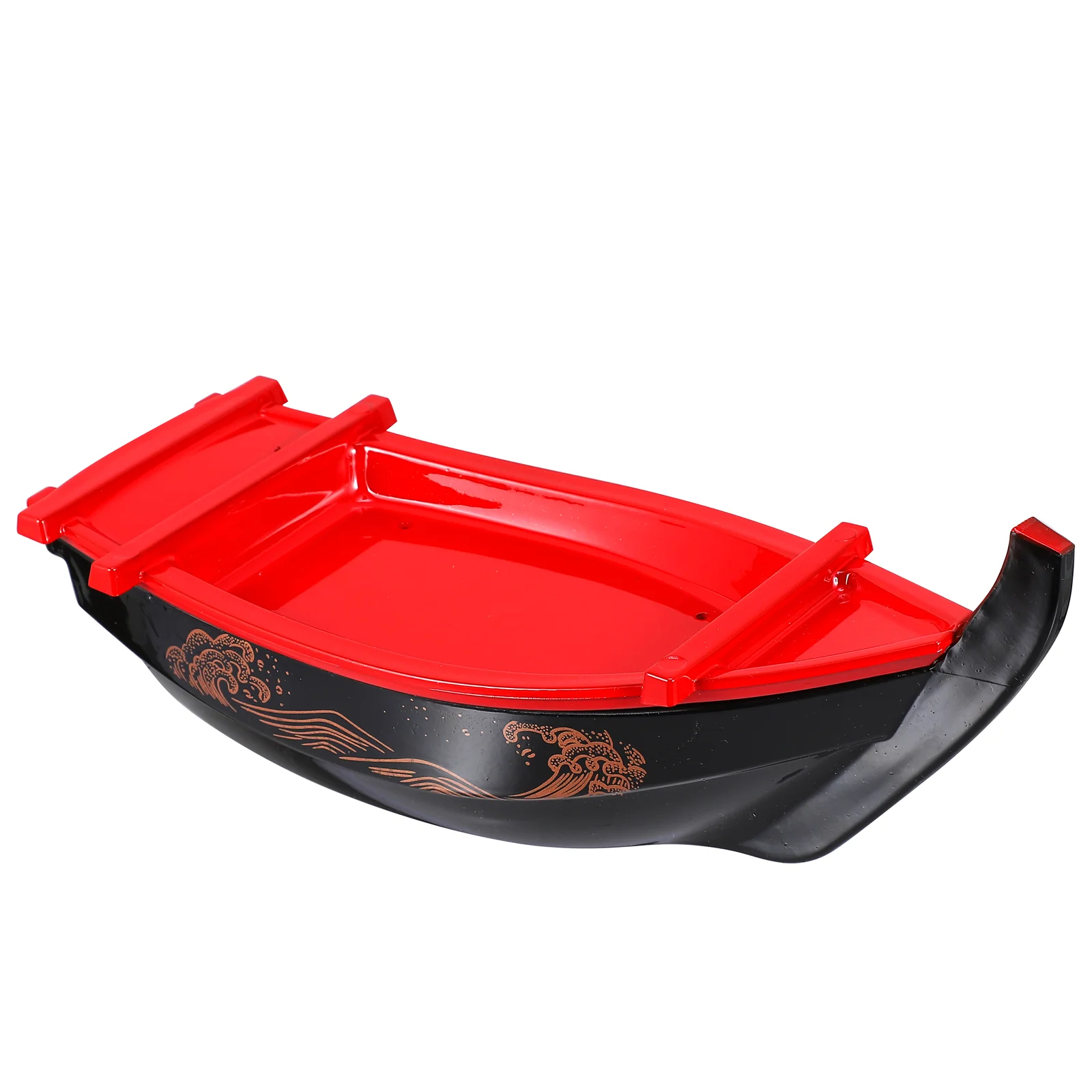 

Dinnerware Plate Sushi Tray Cake Ceramics Food Serving Red Boat Shaped Display Holder