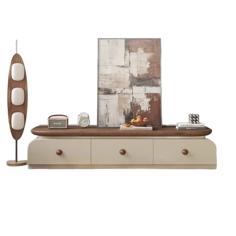 

Floor-to-ceiling TV cabinet Coffee table combination Living room Household storage Small apartment Modern walnut color