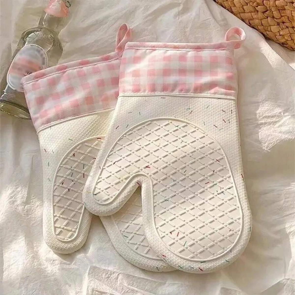 2/1PCS Anti-scalding Gloves & Non-slip Gloves - Kitchen Oven Mitts - Silicone Oven Gloves - Microwave Baking Tools