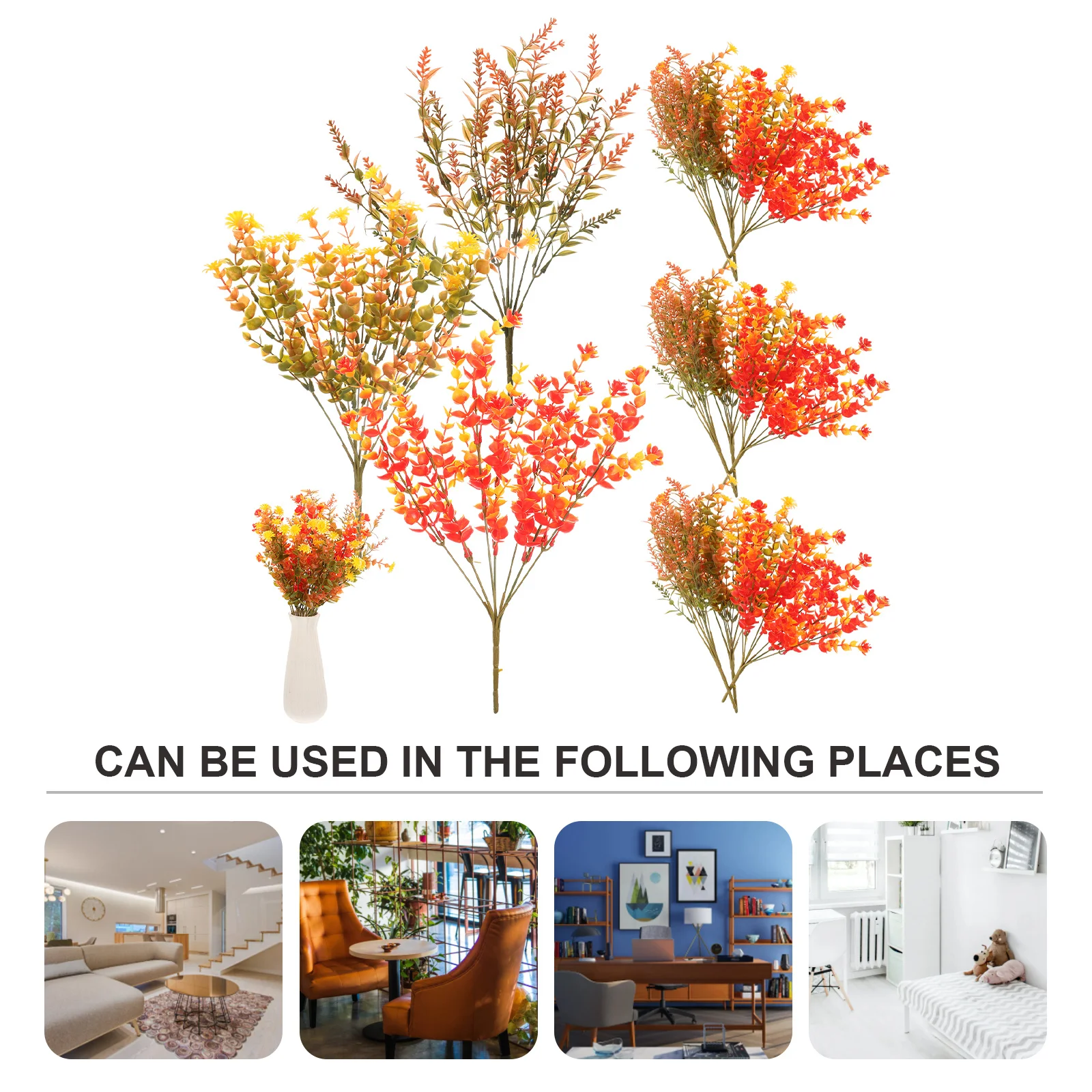 

12Pcs Artificial Flower Bouquet Lifelike Imitation Plants for Home Decor Office Party Wedding DIY Faux Plants Arrangement