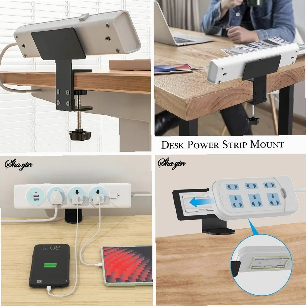 

Under Desk Power Strip Holder – No-Drill Cable Management Tray for Outlet Fixing, Wire Organizing & Shelf Storage