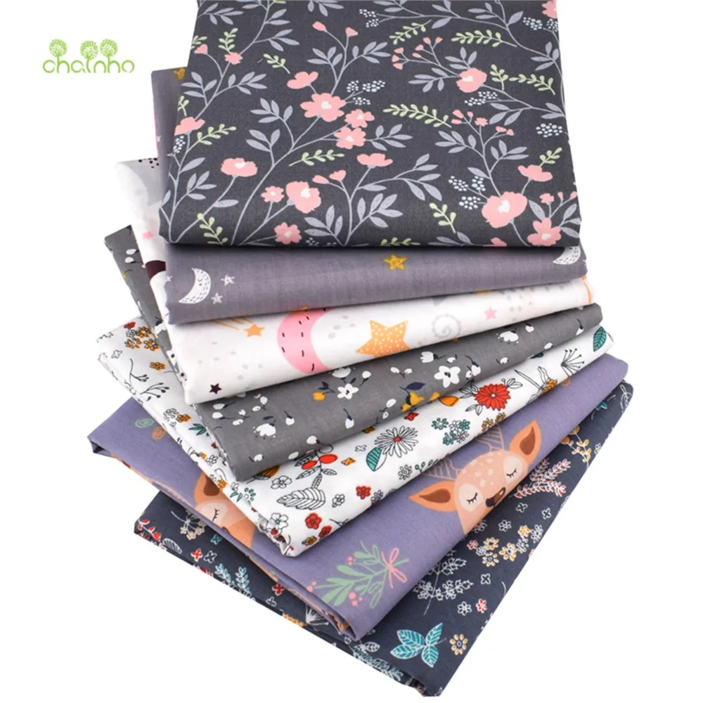 Chainho,Printed Twill Weave Cotton Fabric,Patchwork Cloth,DIY Sewing Quilting Material,7 Designs Series,2 Specification,CC273